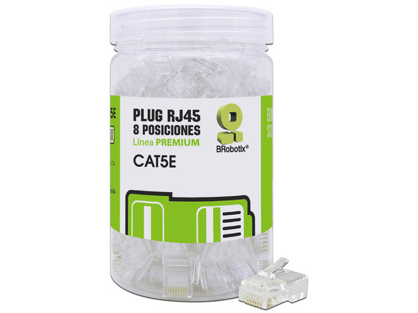 Plug BROBOTIX RJ45, CAT5E, 100 piezas.