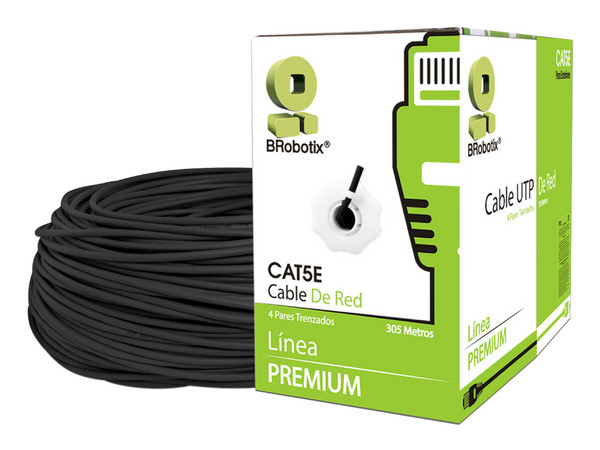 Bobina de Cable UTP BRobotix 55305 de 305m, Cat5E. Color Negro