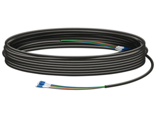 Cable de Fibra Óptica Ubiquiti FC-SM-200 Monomodo de 60 m, Conectores LC, para equipos EdgeRouter, EdgeSwitch y EdgePoint.