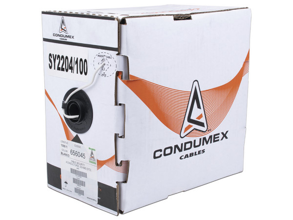 Bobina de Cable de Cobre Condumex SY-22-04/1000, 4x22 AWG, Para Interior, Color Blanco, 305m.