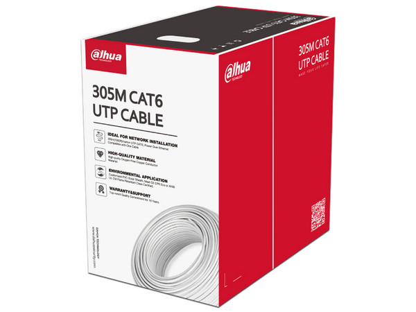 Bobina de Cable Dahua UTP Cat 6 de 305 Metros para Interiores, Color Azul.