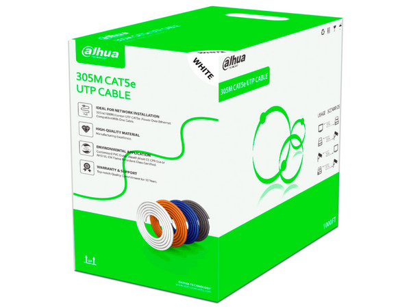 Bobina de Cable Dahua PFM922I-5EUN-C, UTP Cat5e, Uso interior, 305m. Color Blanco.