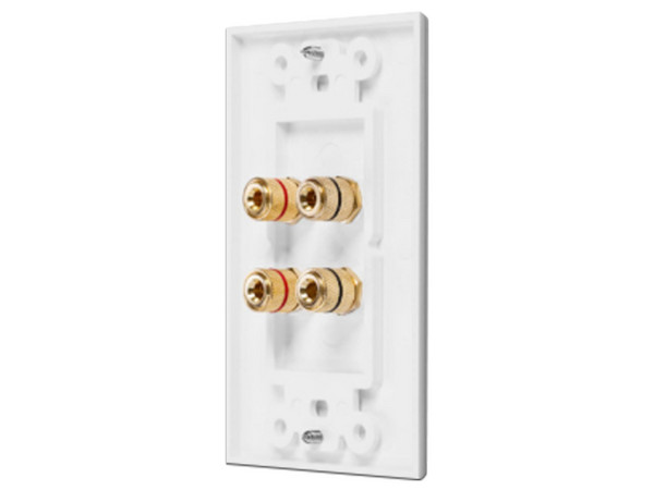 Placa de Pared Epcom EP-WP2S Postes de Unión Tipo Banana, Conexión para 2 Altavoces, Color Blanco.