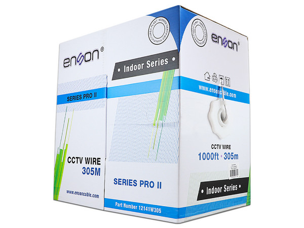 Bobina de Cable Enson 12141W305, Cat5e (UTP), 305 m, 24 AWG, Sólido. Color Blanco.