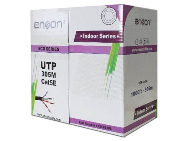 Bobina de Cable Enson 12251 Series, Cat5e (UTP), Caja con 305 m. Color Negro.