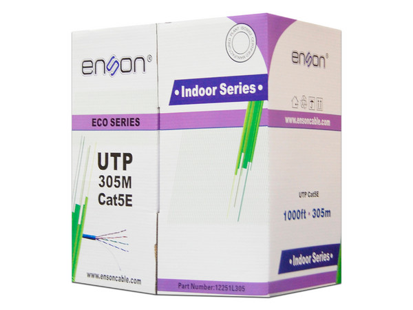 Bobina de Cable Enson Eco Cat5e (UTP) Caja con 305 m, azul, 24 AWG.