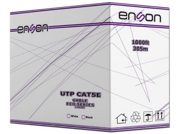 Bobina de Cable Cat5 (UTP) Caja con 305 m, Blanco, 24 AWG, Sólido