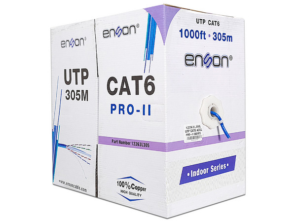 Bobina de Cable Enson UTP Cat6, 305m. Color Azul.