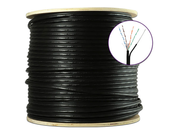 Bobina de Cable Enson 43164B305, Cat6 UTP, 23 AWG, 305m, Color Negro.