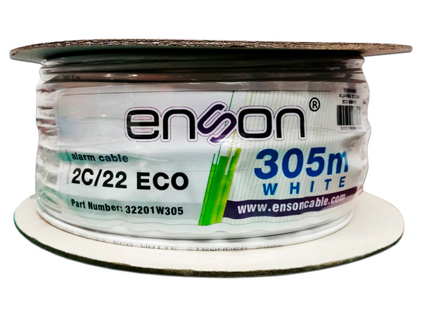 Bobina de Cable Alarma Enson Serie ECO 2C, 22AWG, 305m. Color Blanco.