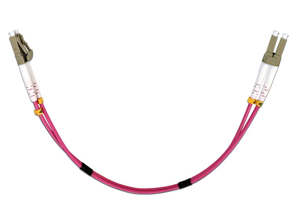 Jumper de Fibra Óptica Enson ENS-JUMP030MM4, LC Duplex a LC Duplex (M-M), 30cm, Color Rosa.