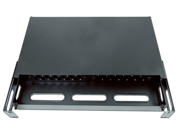 Caja de Distribuidor de Fibra Óptica Enson ENS-MDF8003 para dos módulos. Compatible con Mini Panel ENS-PA6LCMM y ENS-PA12LCMM. Color Negro.