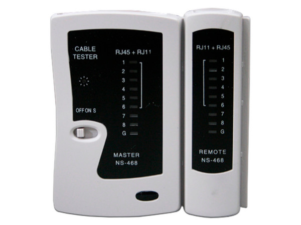 Probador de Cable Enson ENS-TELN1, Compatible con RJ-11, y RJ-45, Color Blanco.