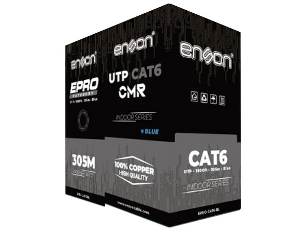 Bobina de Cable Enson EPRO-CAT6-BL, Cat6, UTP, 305m, Color Azul.