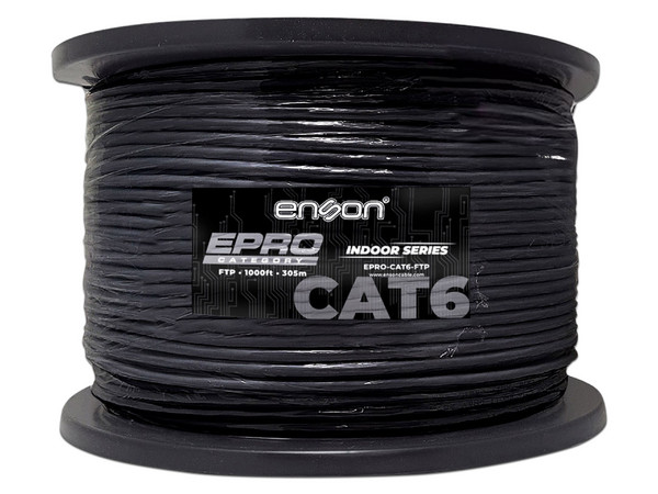 Bobina de Cable Enson EPRO-CAT6-OUFTP, Calibre 23AWG, Uso exterior, 305m. Color Negro.