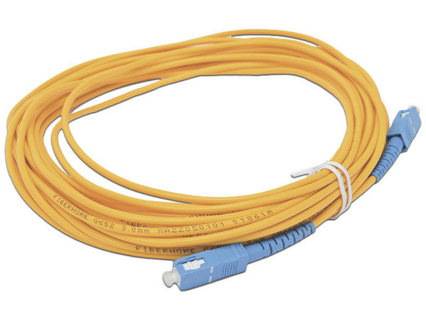 Jumper de Fibra Óptica FiberHome OFC-SC/PC-SC/PC-S-30-10, Monomodo, SC/UPC, 10m, Color Amarillo.