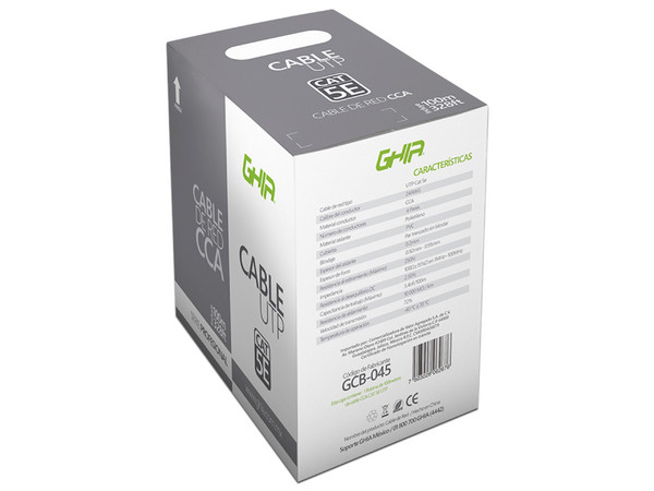 Bobina de Cable Cat5e (UTP) Caja con 100 m, 24 AWG. Color Azul.