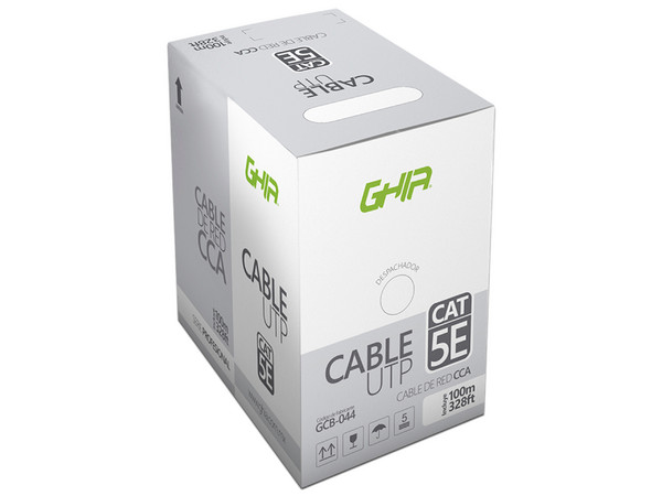 Bobina de Cable Cat5e (UTP) Caja con 100 m, 24 AWG. Color Azul.