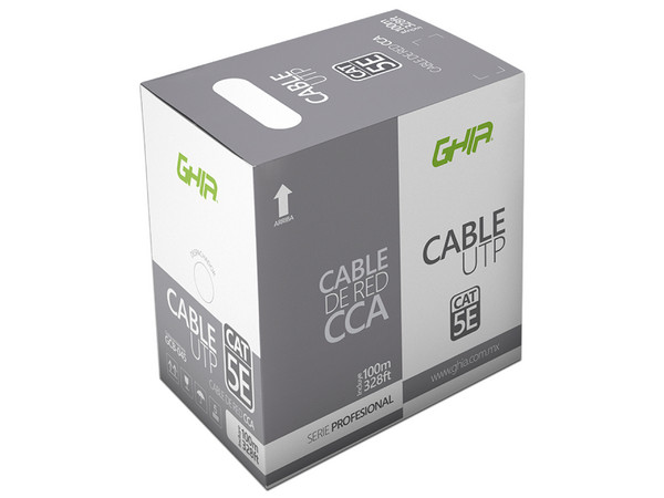 Bobina de Cable Cat5e (UTP) Caja con 100 m, 24 AWG. Color Azul.