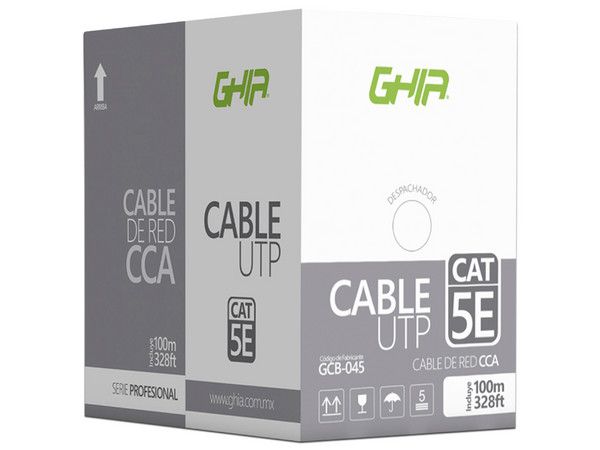 Bobina de Cable Cat5e (UTP) Caja con 100 m, 24 AWG. Color Azul.