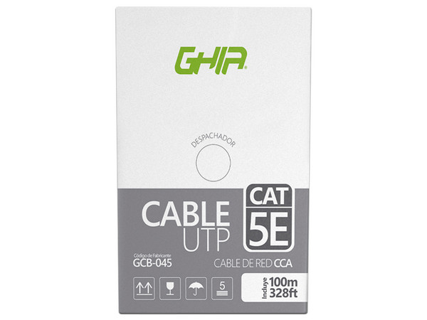 Bobina de Cable Cat5e (UTP) Caja con 100 m, 24 AWG. Color Azul.