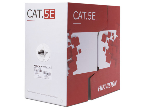 Bobina de Cable Hikvision, Cat5e, UTP, 24 AWG, 305 m. Color Negro.