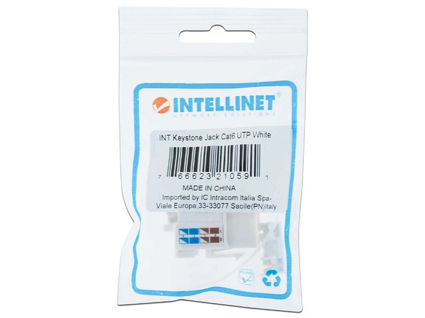 Jack RJ-45 Intellinet 210591 Cat 6, UTP, de Impacto, Color Blanco