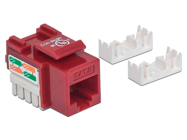 Jack de impacto Cat6, UTP, Rojo.