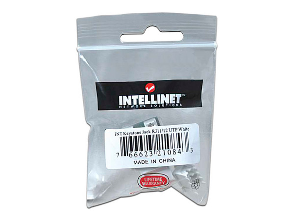 Jack de impacto Intelinet para telefonía. Color blanco.
