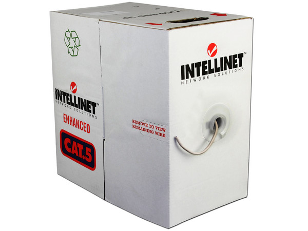 Bobina de Cable Cat5e (UTP) Caja con 305 m, Gris, 24 AWG, Sólido