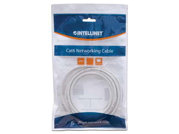 Cable de red, Cat6, UTP, RJ-45 (M-M), 5.0m, Blanco.