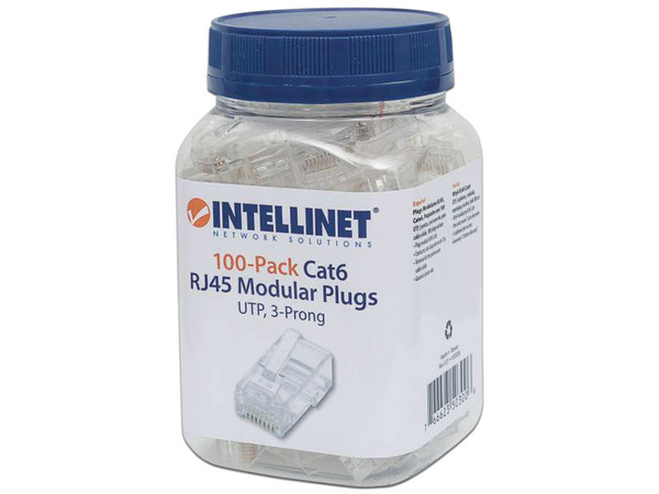 Plugs RJ-45 Intellinet, Cat6, UTP. Bote con 100 piezas.