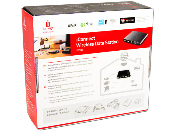Estación de datos inalámbrica Iomega iConnect con 4 puertos USB. 