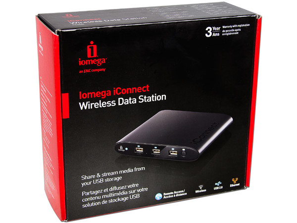 Estación de datos inalámbrica Iomega iConnect con 4 puertos USB. 