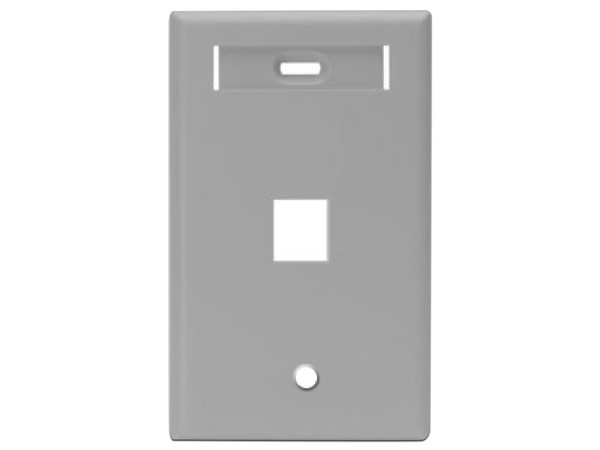 Placa de Pared Leviton 42080-1GS Quickport, 1 puerto, Ventanillas de identificación. Color Gris.