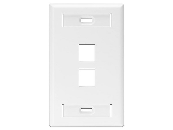 Placa de Pared Leviton Quickport con 2 puertos Keystone Verticales. Color Blanco.