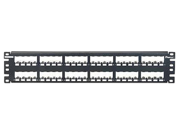 Panel de Parcheo Modular LinkedPro CP48BLY de 48 Puertos Mini-Com, Plano, Totalmente Blindado, 2UR, (Sin Conectores).