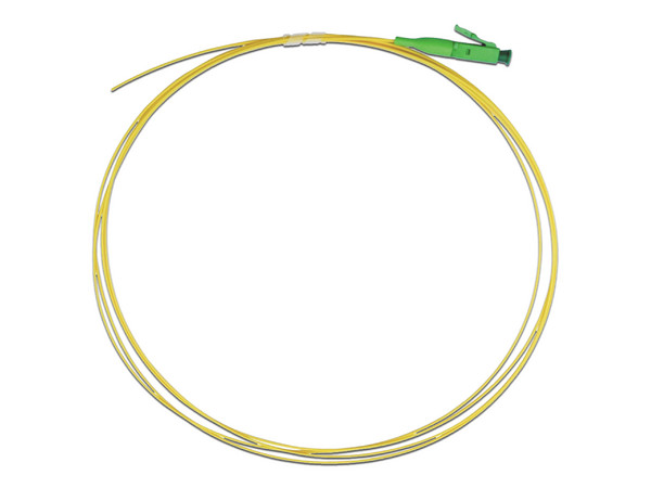 Cable de Fibra Óptica Pigtail LinkedPro, Conector LC/APC Simplex, Monomodo OS2, 1m. Color Amarillo.