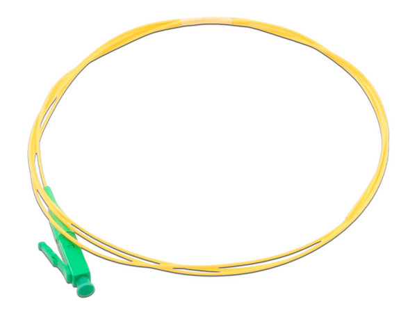 Cable de Fibra Óptica Pigtail LinkedPro, Conector LC/APC Simplex, Monomodo OS2, 1m. Color Amarillo.