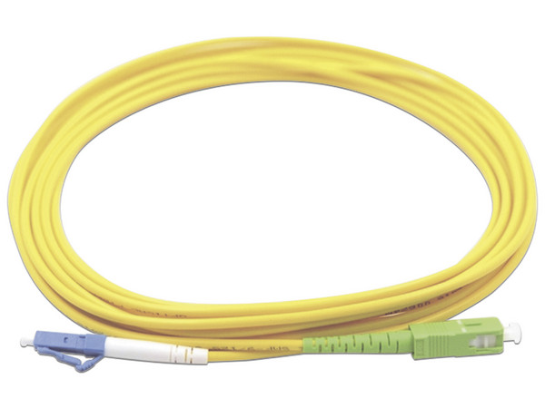 Jumper de Fibra Óptica LinkedPro LP-FO-LCU-SCA-01, Monomodo, LC/UPC a SC/APC Simplex, 1m. Color Amarillo.