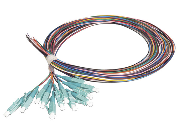 Kit de 12 Pigtails Linkedpro LP-FO-MM-PIG-12-LC, LC Multimodo OM3 50/125, Conectores Aqua, 2 m.