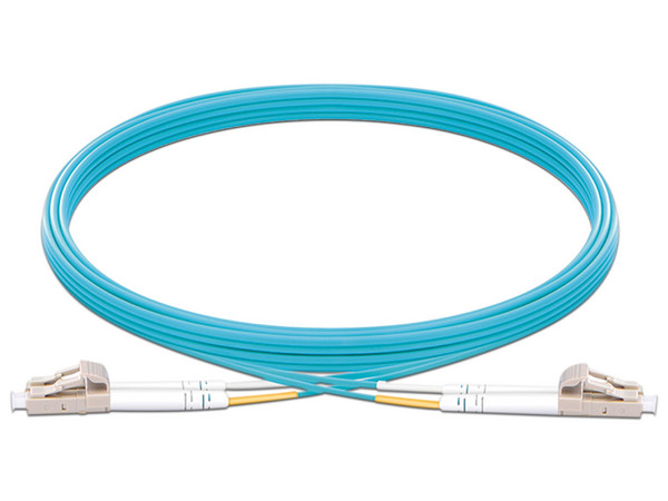 Cable de Fibra Óptica LinkedPro LP-FOM3-LCLC-R05, Dúplex LC-LC, Multimodo OM3 50/125, 5m. Color Aqua