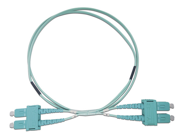 Jumper Fibra Óptica LinkedPro, 3m, SC/UPC Macho a SC/UPC Macho, Dúplex, OFNR, Color Aqua.