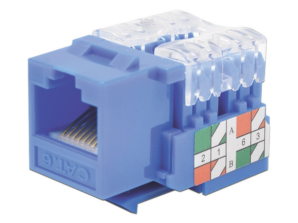 Módulo LinkedPro LP-KJ-601-BU, 0Jack 110 Cat6, RJ-45, Keystone para Faceplate. Color Azul.