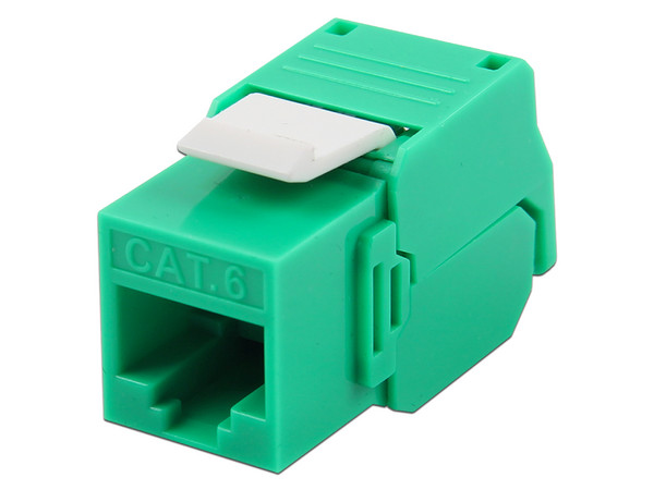 Módulo Jack Keystone Cat6, con terminación en ángulo 180 grados, Color Verde, Compatible con Faceplate y Patchpanel Linkedpro.