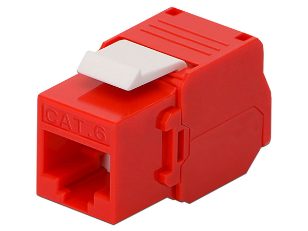 Módulo Jack Keystone LinkedPro LP-KJ-610-TTRD, Cat6, Terminación en ángulo 180 grados. Color Rojo.