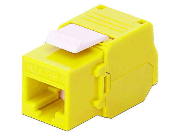 Módulo Jack Keystone LinkedPro LP-KJ-610-TTYE con terminación en ángulo 180, Cat6, Color Amarillo.