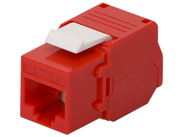 Módulo Jack Keystone LinkedPro  LP-KJ-6A-TTRD, Cat6A, Terminación en ángulo 180 grados. Color Rojo.