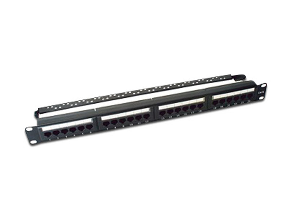 Panel de parcheo de impacto LinkedPro LP-PP-607 con Barra organizadora de Cable, UTP Cat6 de 24 puertos, 19