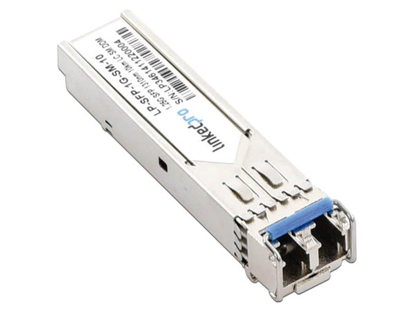 Transceptor SFP+ Linkedpro LP-SFP-1G-SM-10, 1.25G TX, 1310nm, Monomodo, Distancia de hasta 10 km, Conectores Dúplex LC.